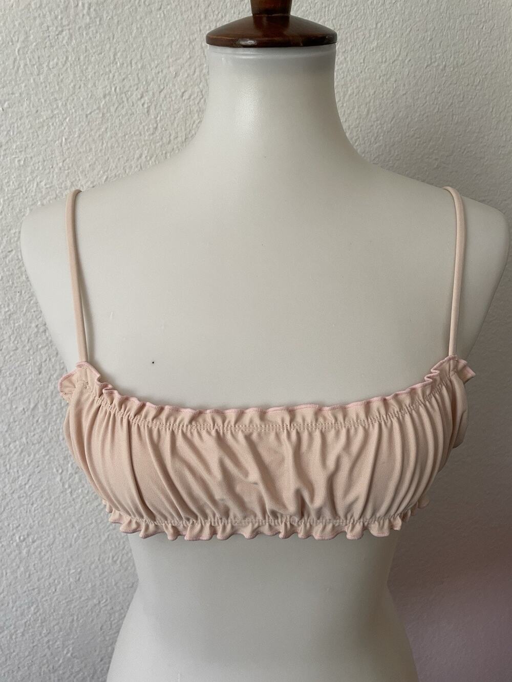 Aila Blue Swim Bikini Top Lacy Ruffed Swimwear Beach Summer Boho Festival